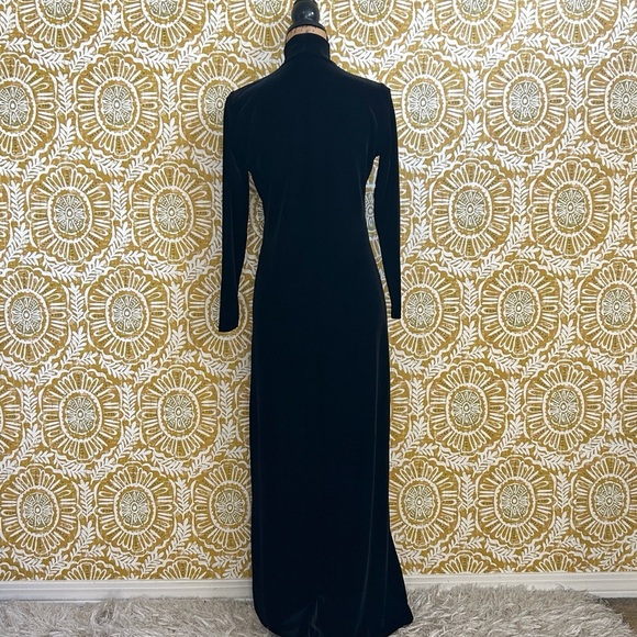 Double D Ranch RARE Black Velvet Long Sleeve Mockneck Maxi Dress Sz XS - Picture 6 of 10